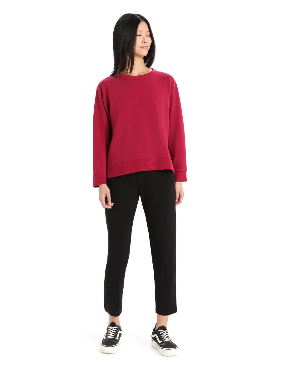 Women's Icebreaker RealFleece™ Merino Dalston Sweatshirt Long Sleeve Cherry | CA 1312RVDW